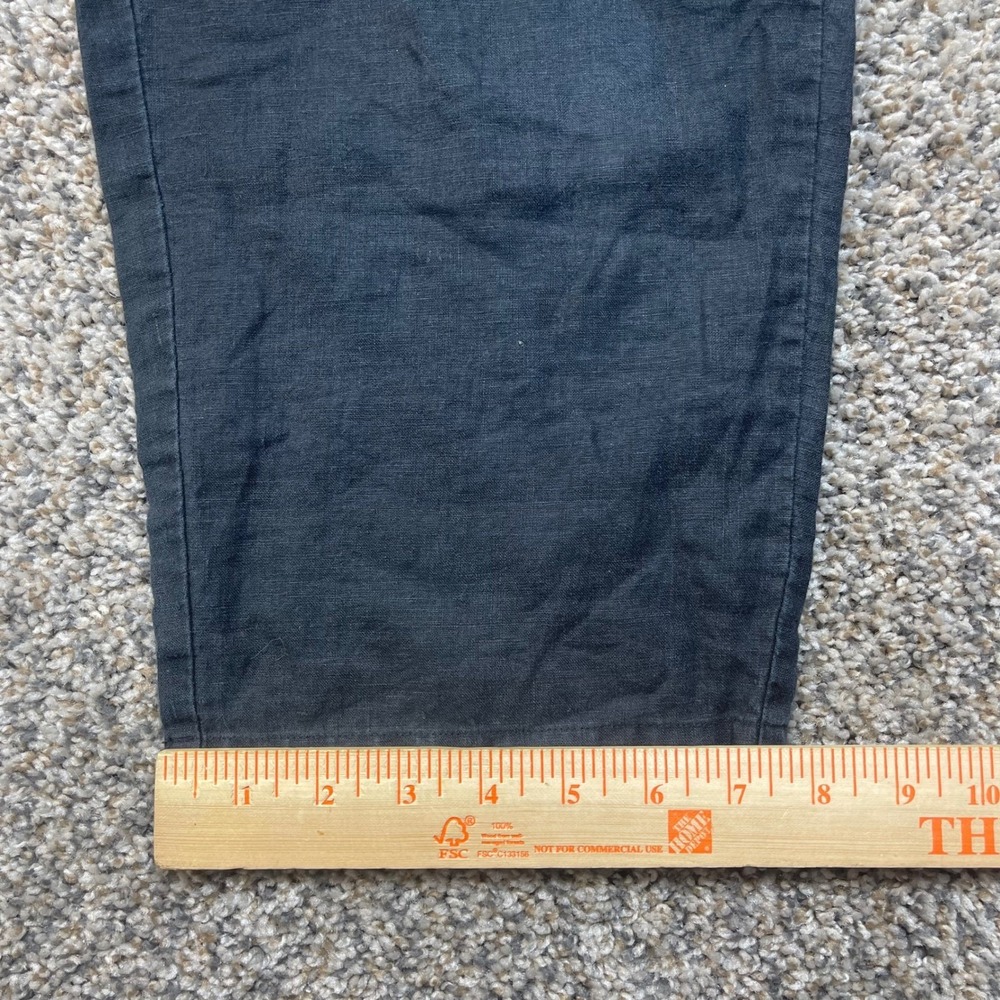 Quince Women's Small Linen Elastic Waist Straight Leg Pants Black Sustainable - Picture 8 of 9
